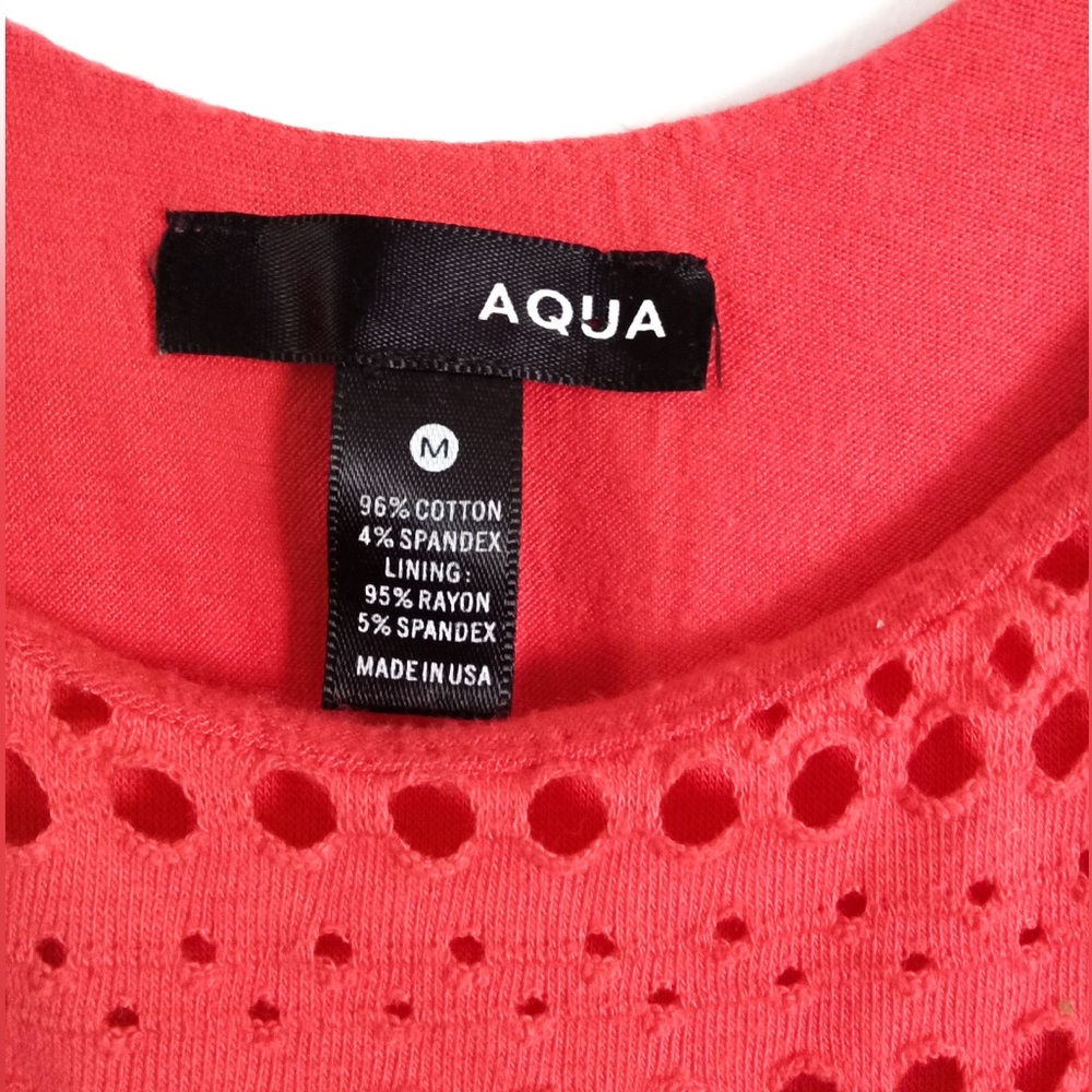 AQUA by Bloomingdales eyelet fit & flare dress - coral - Picture 3 of 3